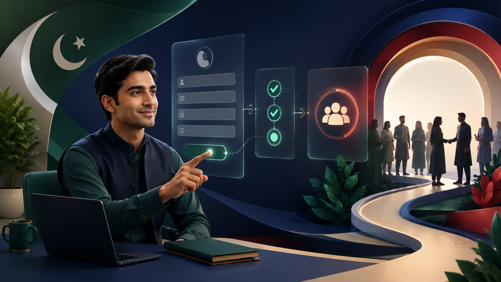 A Pakistani technology professional completing a digital registration journey into a welcoming community
